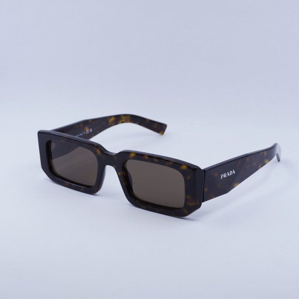 Prada PR06YS 2AU8C1 Sunglasses Havana Rectangle Frame, Dark Brown Lenses